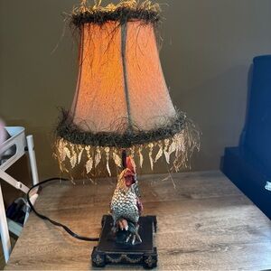 Petite Rooster Light 19"H Table Lamp With Feathery Shade, Multicolor/Gold Tested